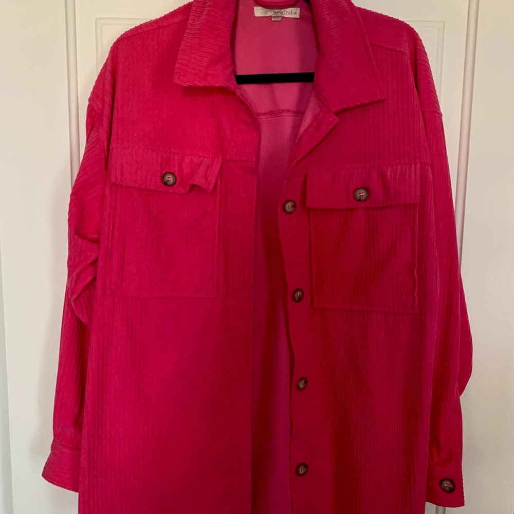 Rewind Vibrant Pink Corduroy Shacket